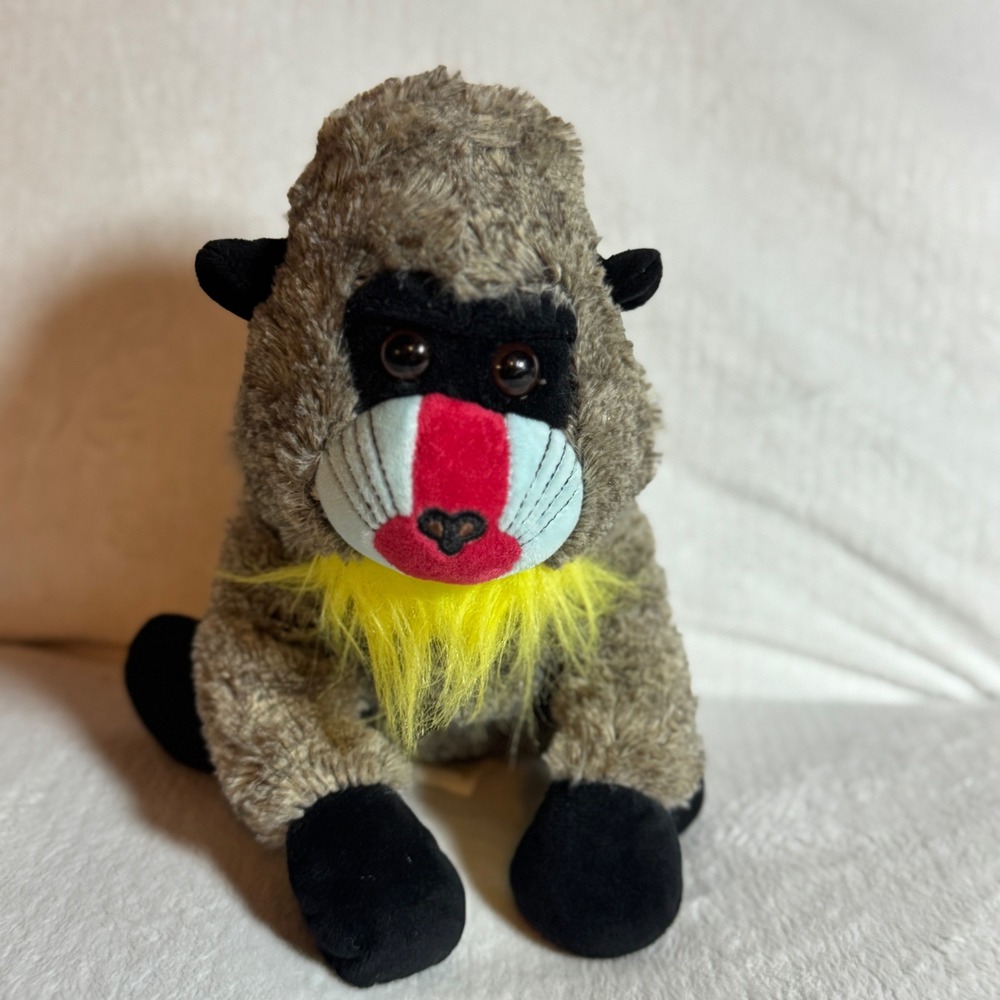Baboon Plush Stuffed Sitting Jungle Animal Gorilla 10" Brown and Black Cuddly